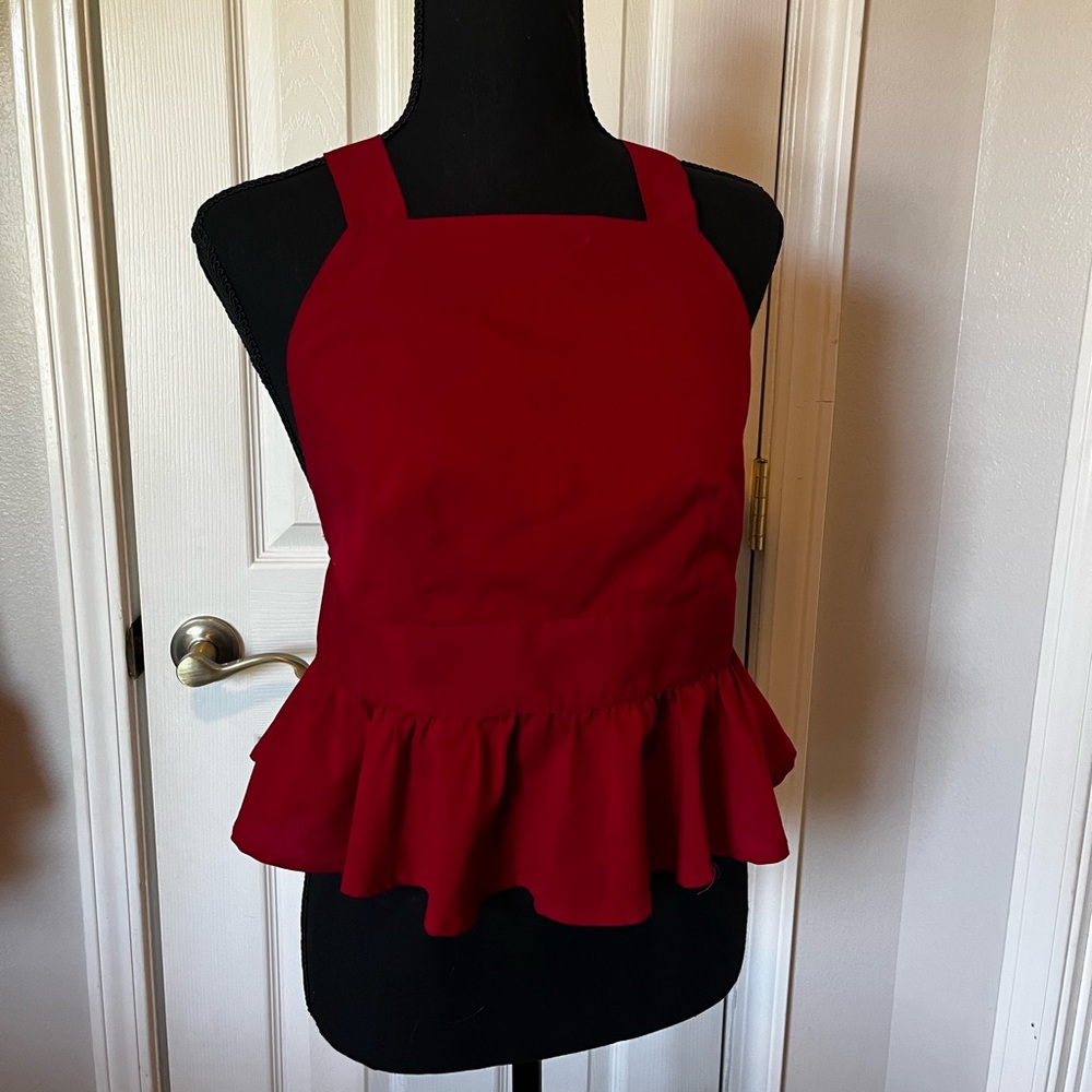 Urban outfitters red polyester tie back frilly material